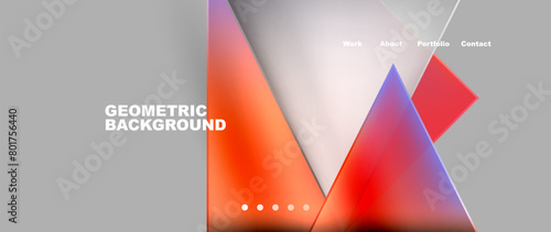 A geometric pattern featuring red, white and purple triangles on a gray background. Symmetry and tints and shades used to create an eyecatching design for paper, logo, or font