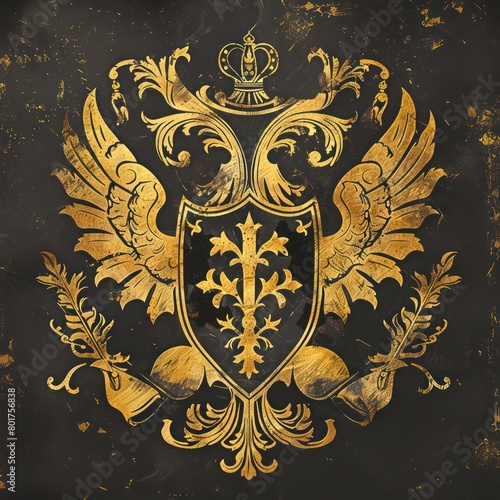 medieval coat arms, black and gold