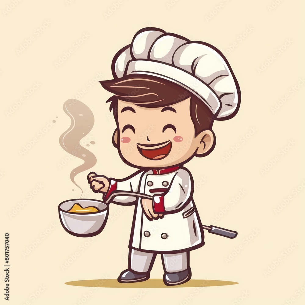 chef is cooking, funny cartoon drawing chef is cooking, funny cartoon drawing