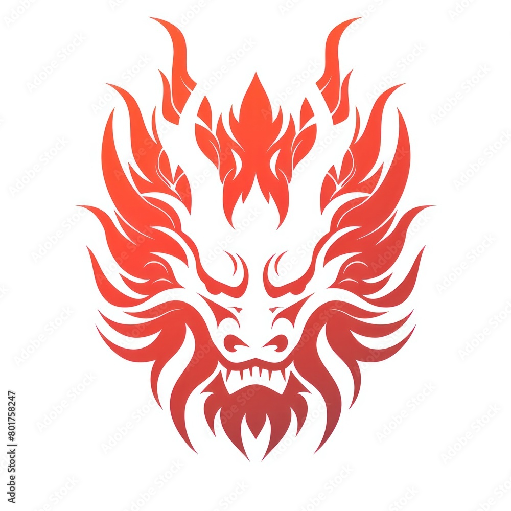 dragon head  flat logo on white background