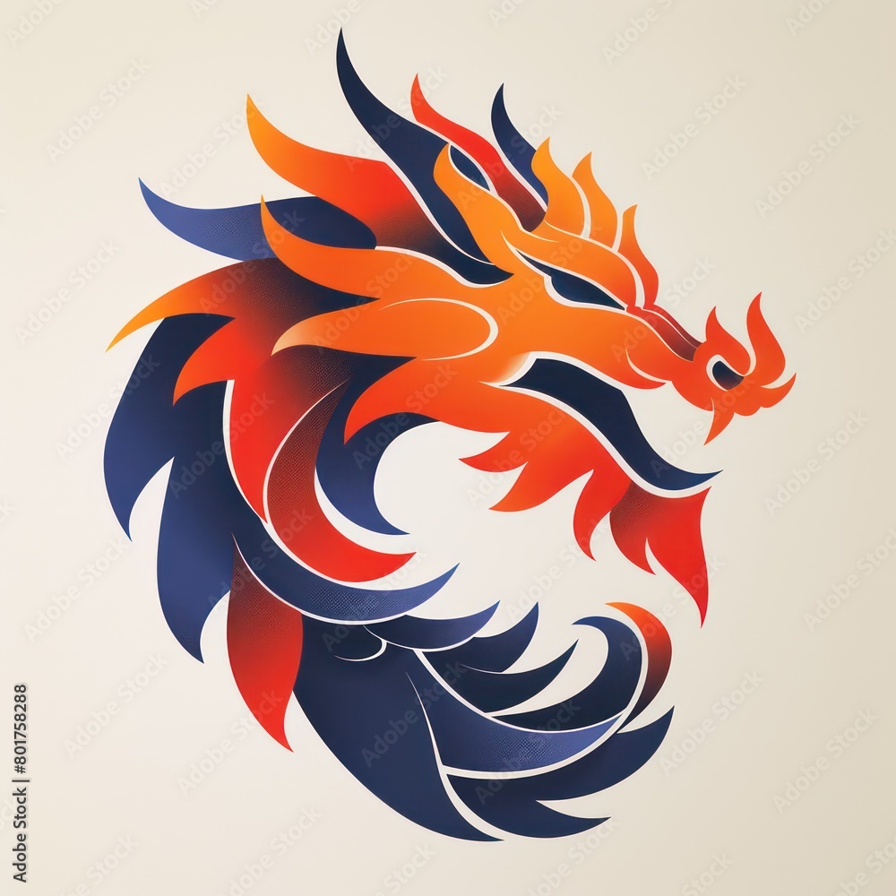 Obraz premium dragon head flat logo on white background