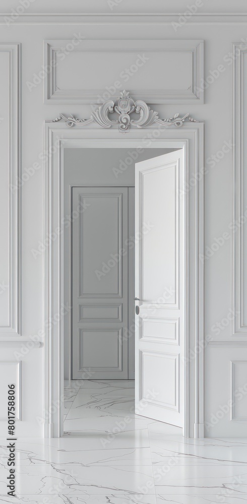 open white door against a white background open white door against a white background