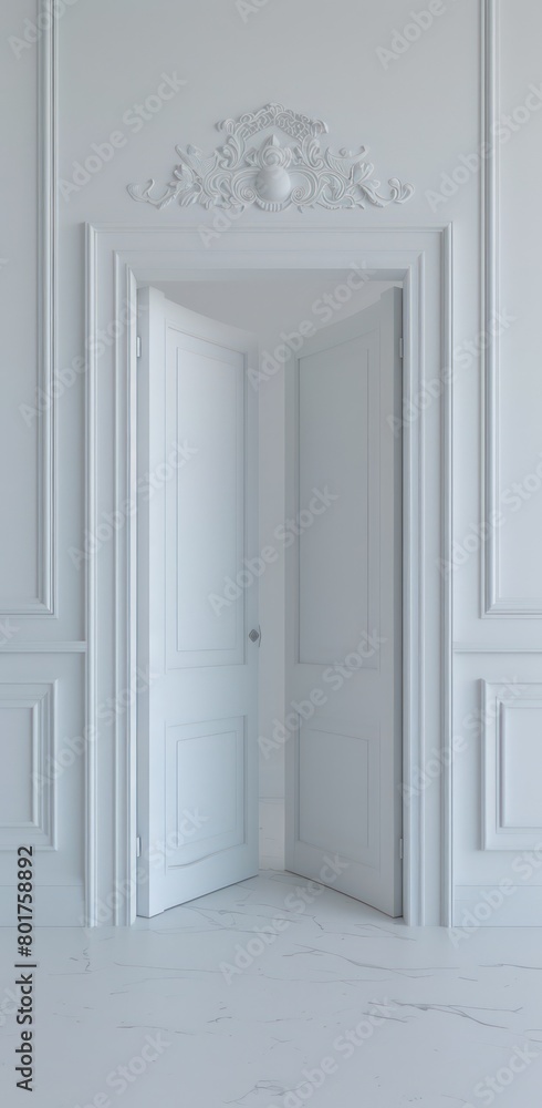 open white door against a white background open white door against a white background