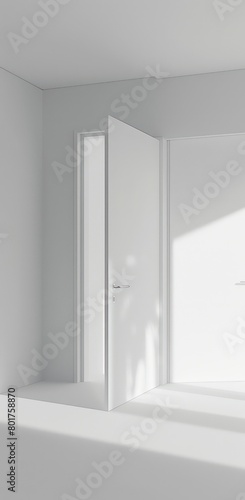 open white door against a white background