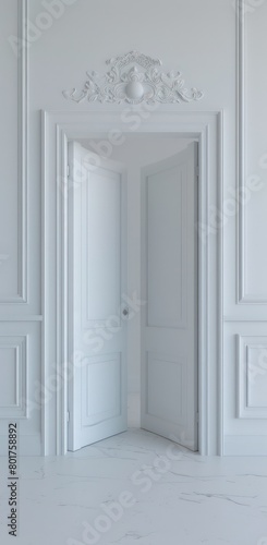 open white door against a white background