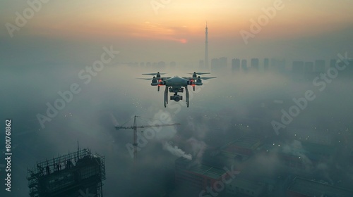 Power Plant Emission Monitoring Drone in Action, Technological Solution to Pollution