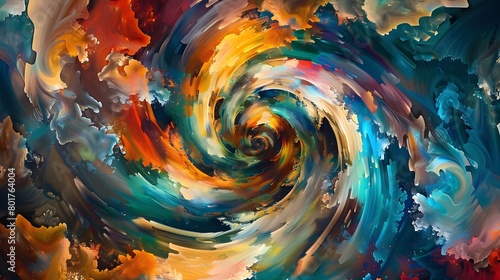 Swirling Vortex of Vibrant Colors and Fragmented Images Symbolizing the Flow of Consciousness and Thoughts