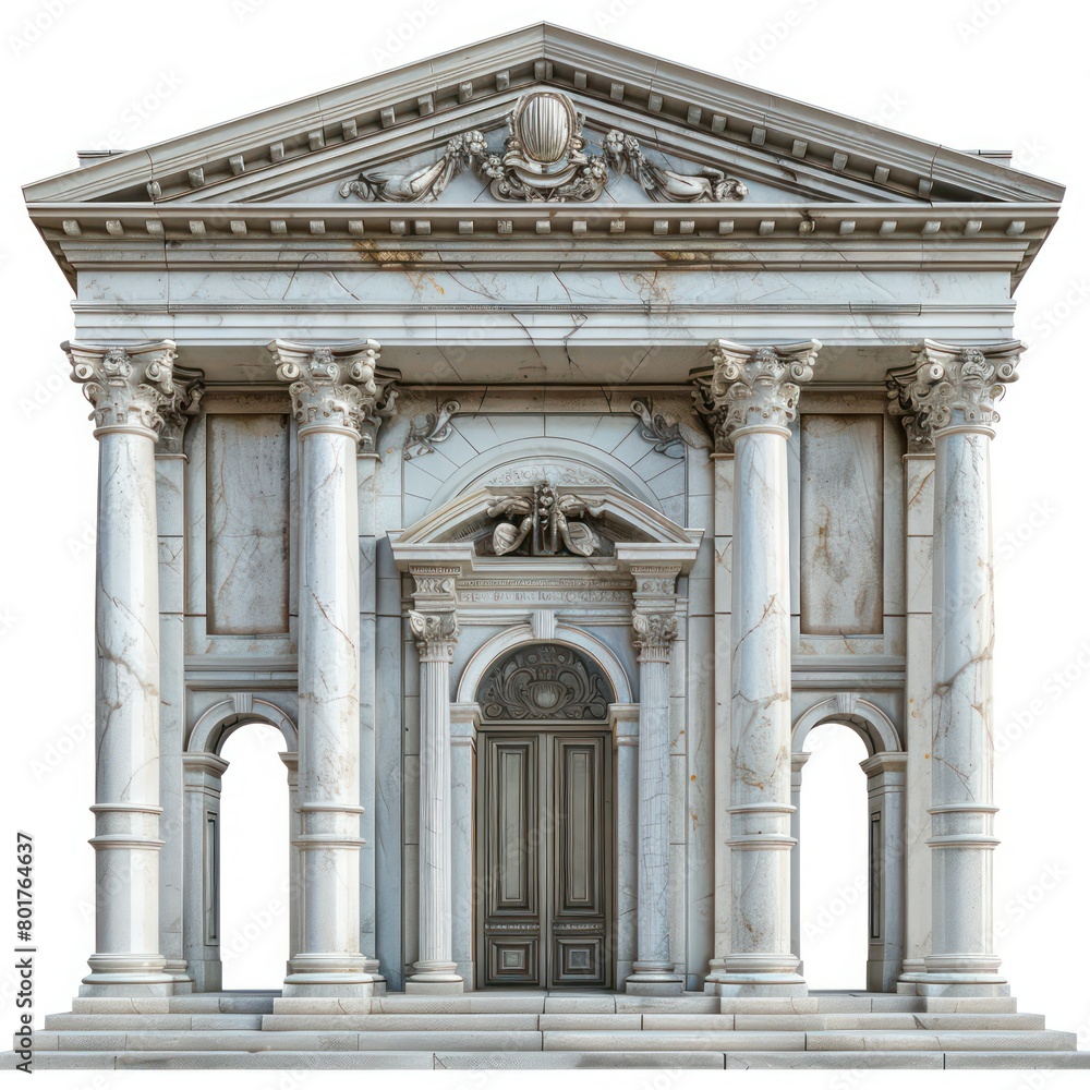old bank marble building,  greek style architecture, isolated white background