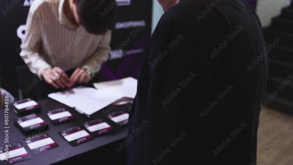 Process of checking in on a conference congress forum event ...
