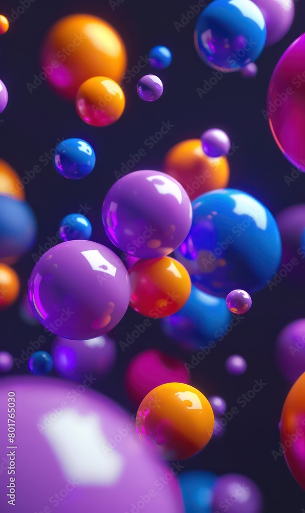 3d color balls laying in dark space