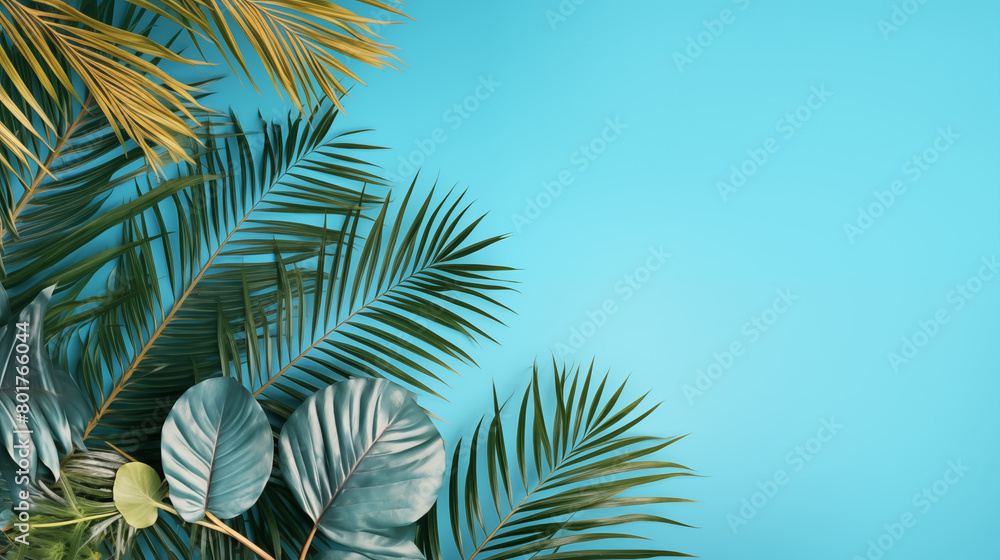 Fototapeta premium summer vibe with blue copy space background