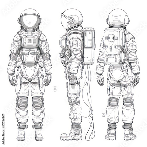 astronaut space suit line art