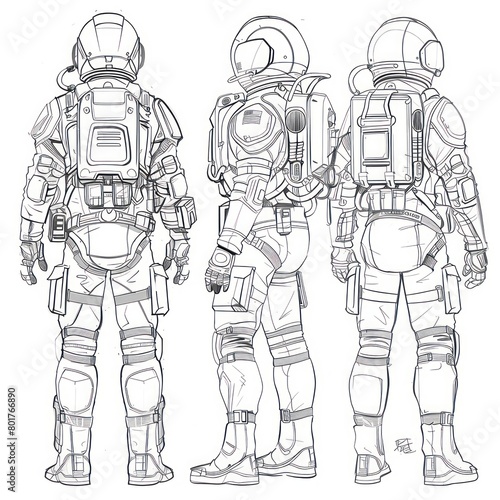 Wallpaper Mural astronaut space suit line art Torontodigital.ca