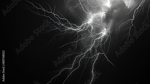 lightning, curve ray lights, black background