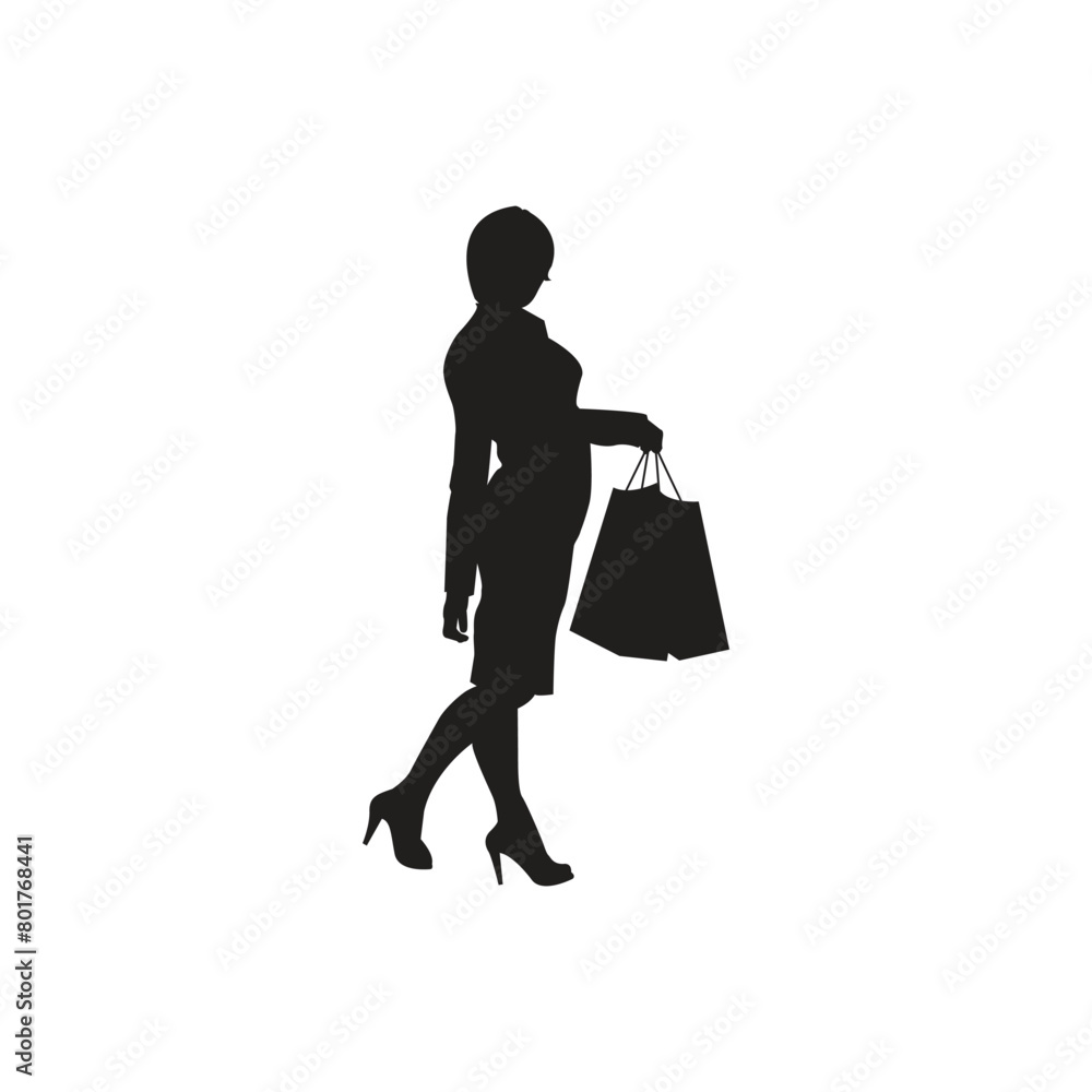 silhouette of a woman shopping