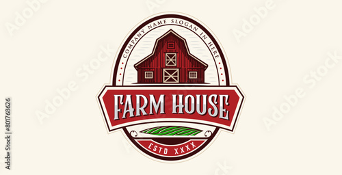 agricultural warehouse logo with emblem frame on white background