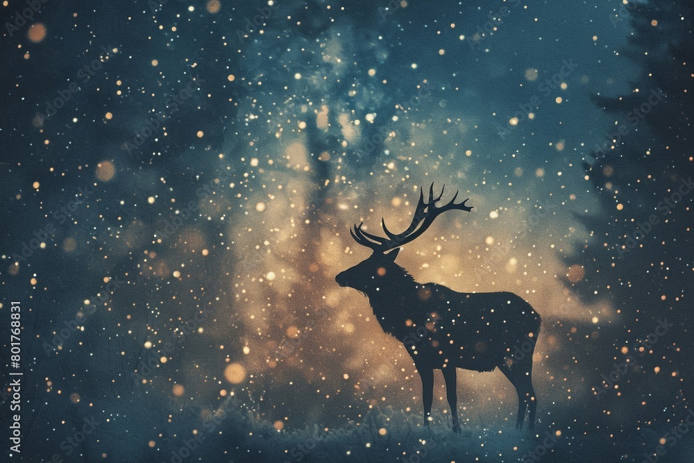 A majestic animal silhouette against a backdrop of a galaxy filled sky creates a stunning double exposure blending the earthly and celestial realms A majestic animal silhouette against a backdrop of a galaxy filled sky creates a stunning double exposure blending the earthly and celestial realms