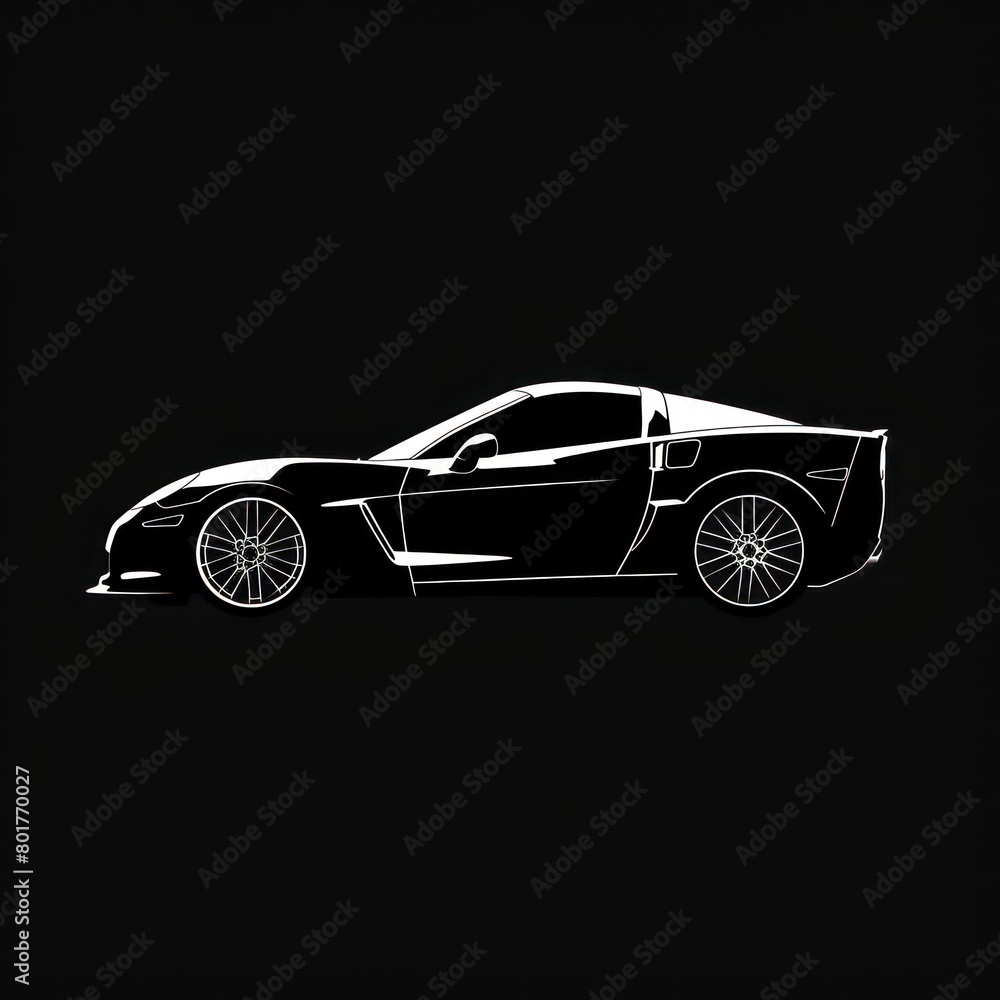 silhouette of a sports car on a black background