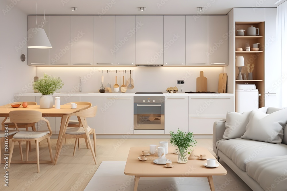 Fototapeta premium modern living room with fireplace Generative AI