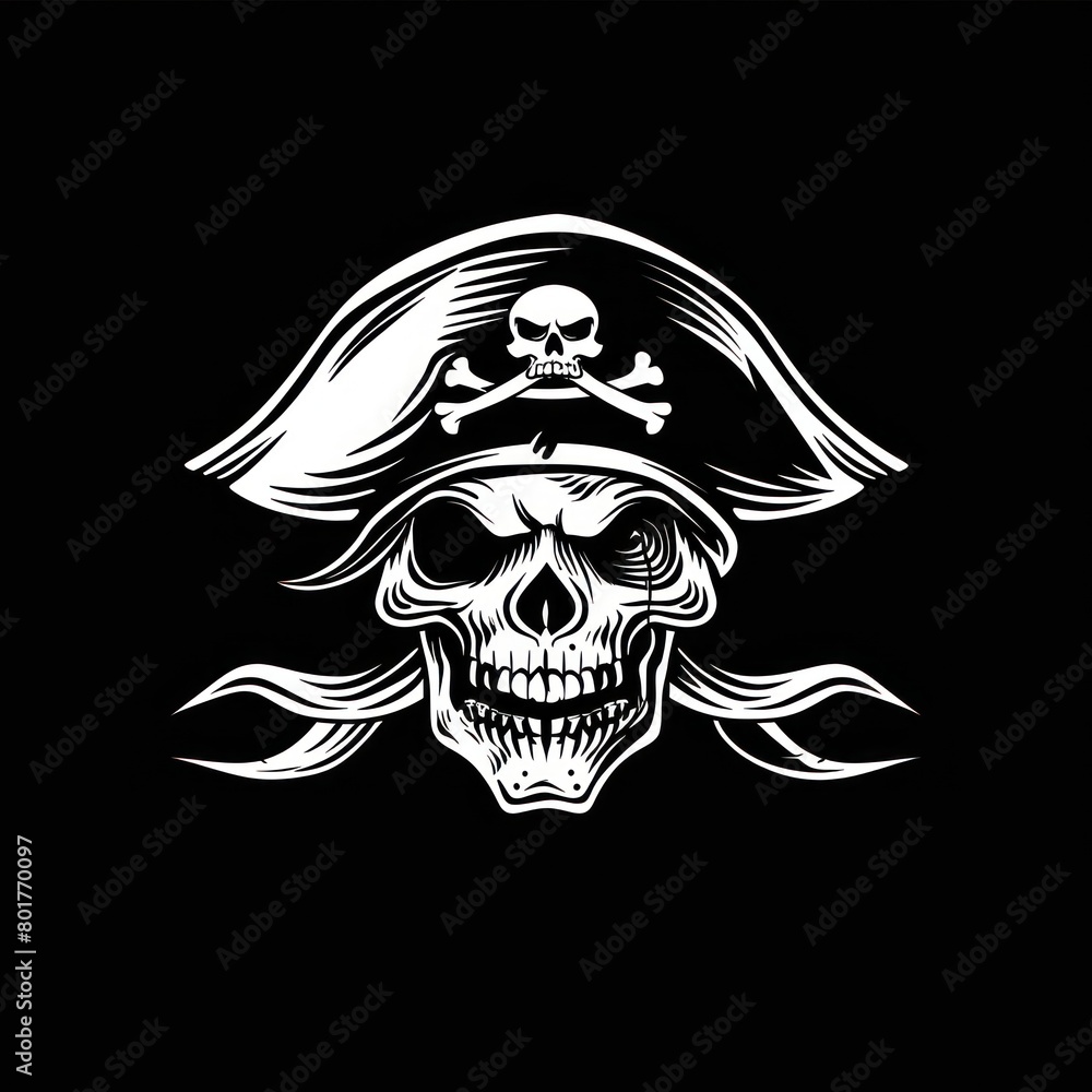 pirate skull logo symbol on black background pirate skull logo symbol on black background