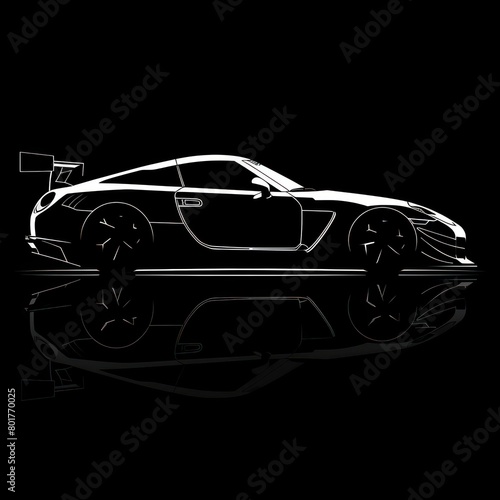 silhouette of a sports car on a black background