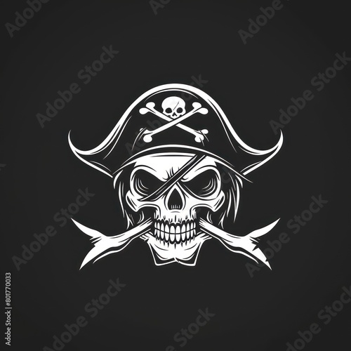 pirate skull logo symbol on black background 
