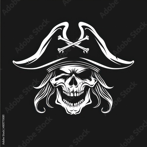 pirate skull logo symbol on black background 