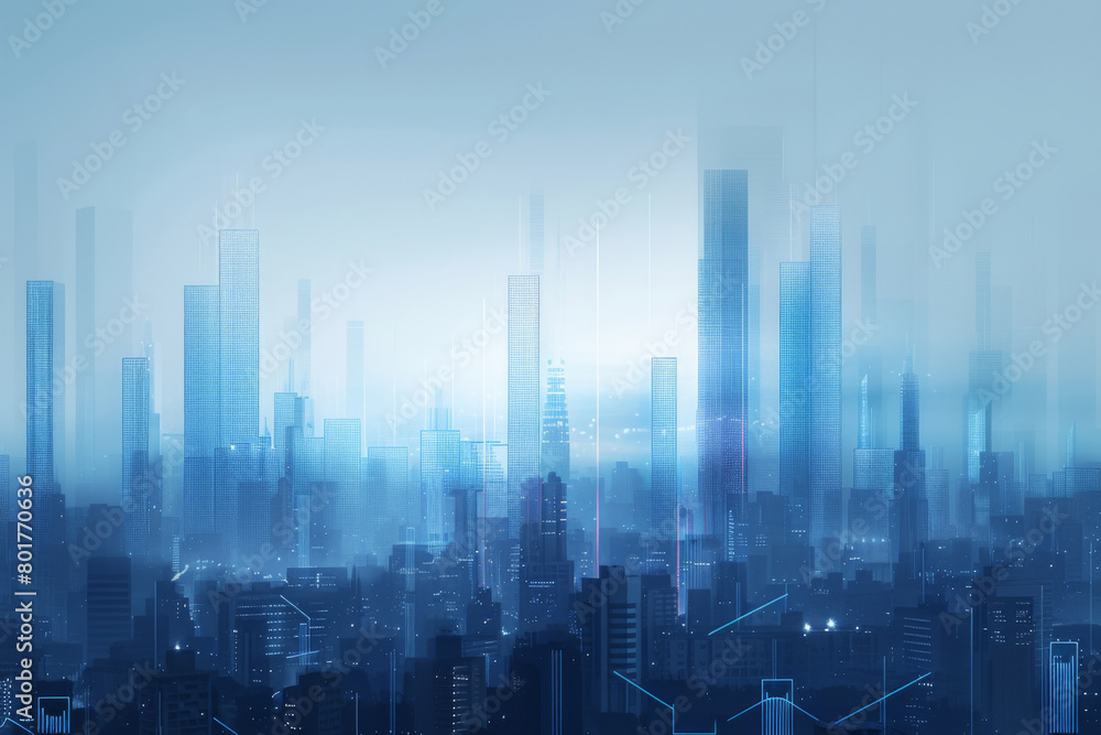 Digital city with smart technology, conceptual 3D illustration.