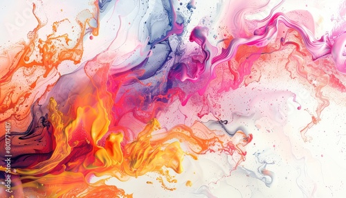 Abstract Art Wallpaper Fluid colorful Abstract Motions on white background