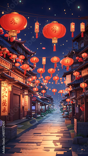 
Chinese New Year lanterns on city streets