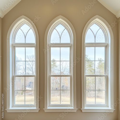 windows white arches beige color