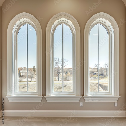 windows white arches beige color