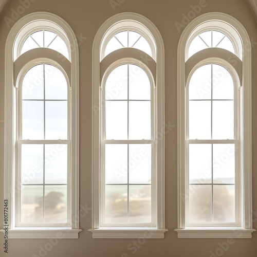 windows white arches beige color