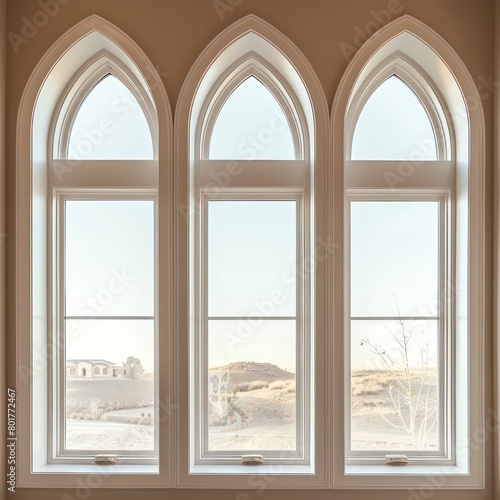 windows white arches beige color