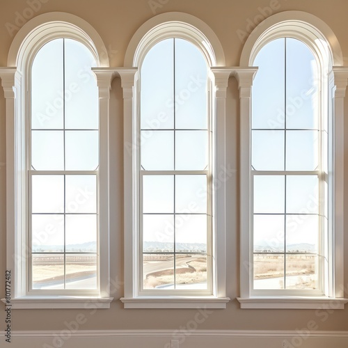 windows white arches beige color