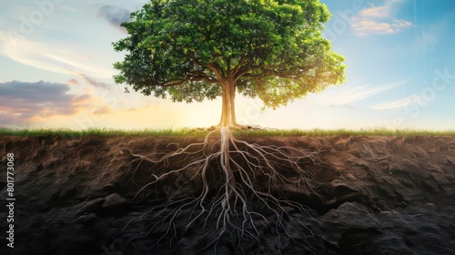 tree roots deep and wide strong and sustainable growth nature