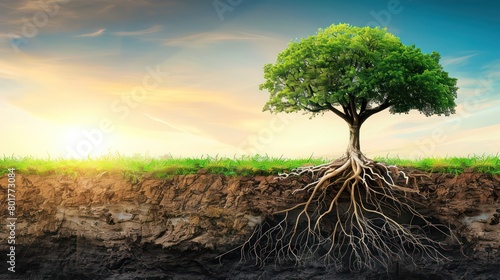 tree roots deep and wide strong and sustainable growth nature