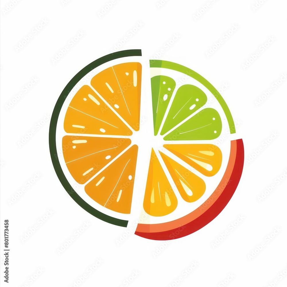 fruits quarter slice, logo design, isolated on white background fruits quarter slice, logo design, isolated on white background