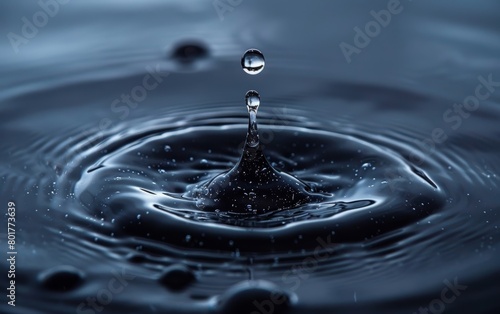 A single droplet falls into the calm lake, creating ripples across the surface.