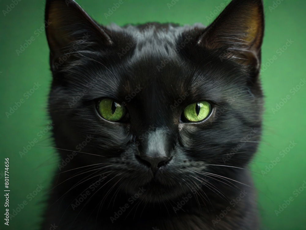 Green eyes of cute black cat Green eyes of cute black cat