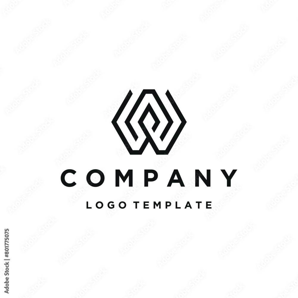 Initial Letter AW WA Monogram with Simple Hexagon Shape Line Art Logo Design Initial Letter AW WA Monogram with Simple Hexagon Shape Line Art Logo Design