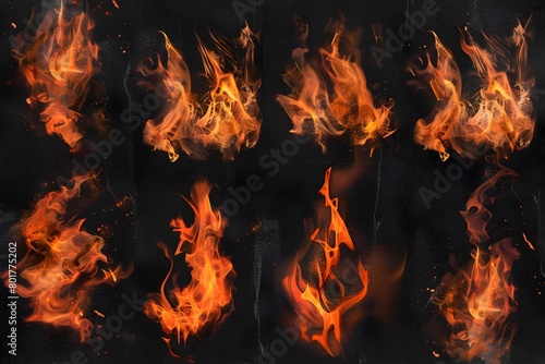 Fiery Brush Textures for Digital Flame Creations in Painting and Software
