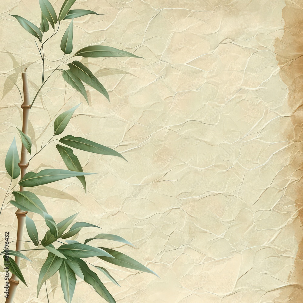 bamboo leafs and sticks pastel background bamboo leafs and sticks pastel background