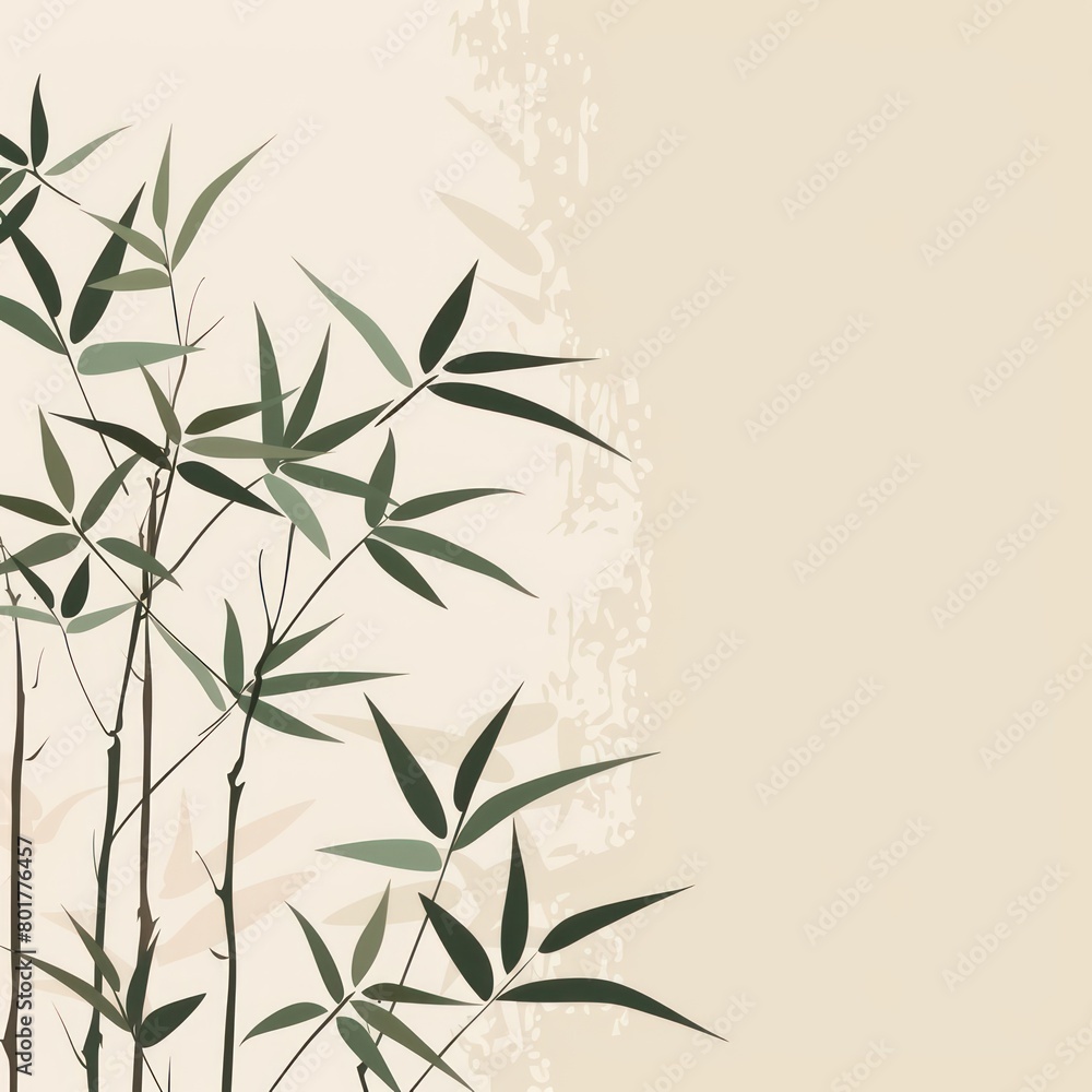 bamboo leafs and sticks pastel background bamboo leafs and sticks pastel background