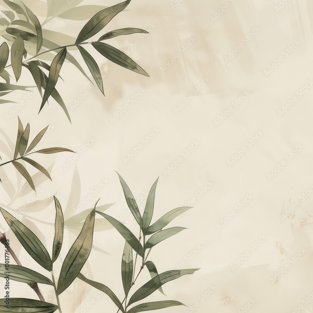 bamboo leafs and sticks pastel background bamboo leafs and sticks pastel background