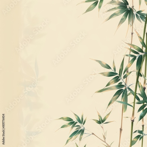 bamboo leafs and sticks pastel background