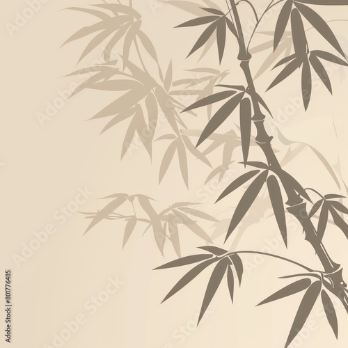 bamboo leafs and sticks pastel background