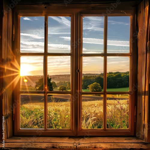 square window with a beautiful view outside