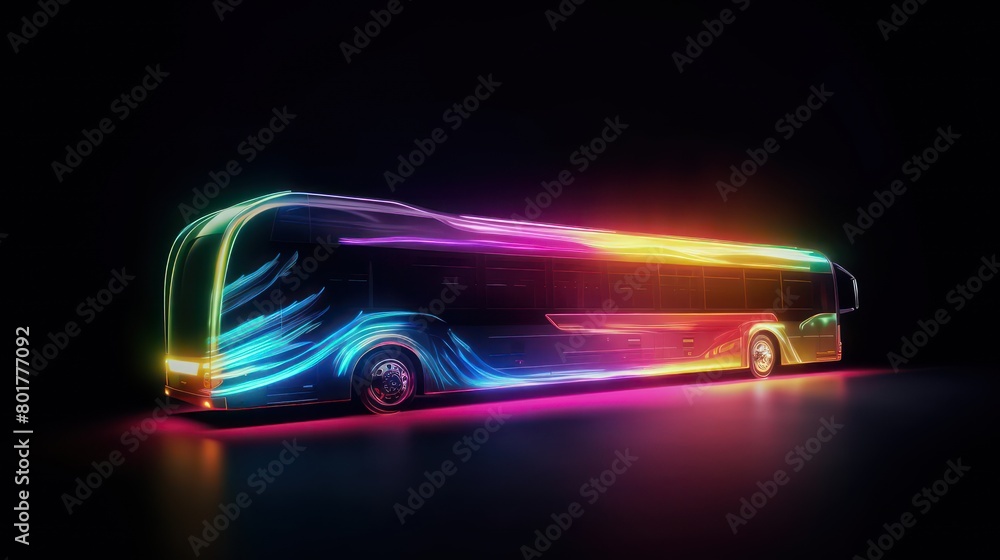 futuristic coach colorful and speedy light beams