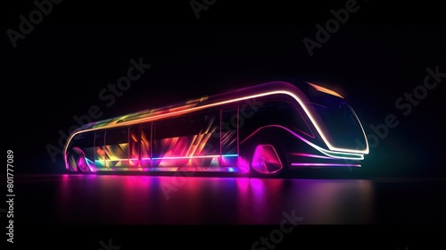 futuristic coach colorful and speedy light beams